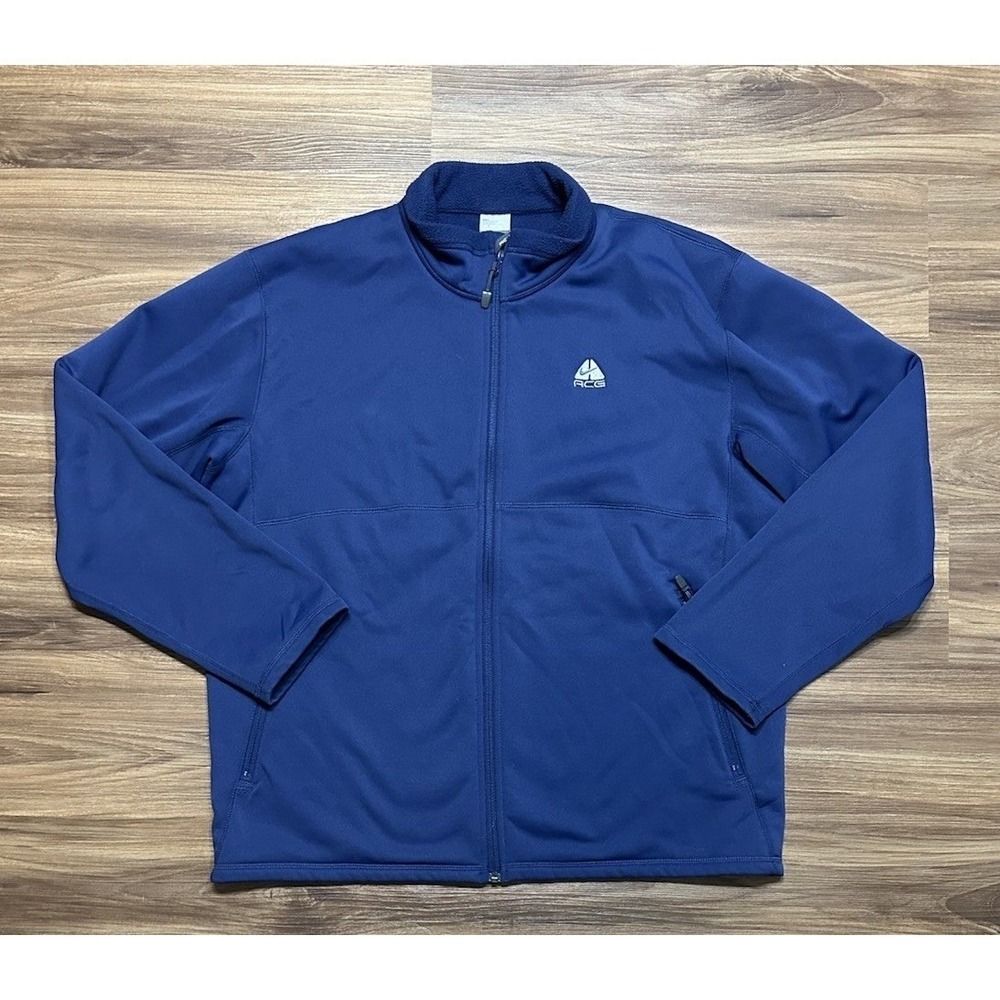 Vintage Nike ACG Therma-Fit Full Zip Fleece Jacket Navy Blue Men's Sz XL